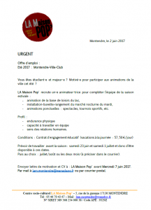 recrutement Montendre Ville Club 2017