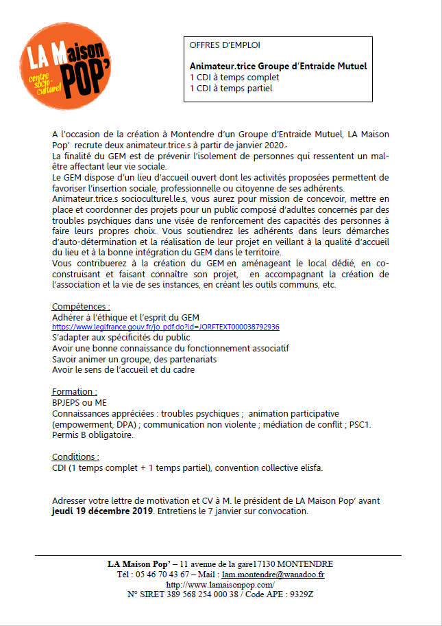 offre emploi GEM